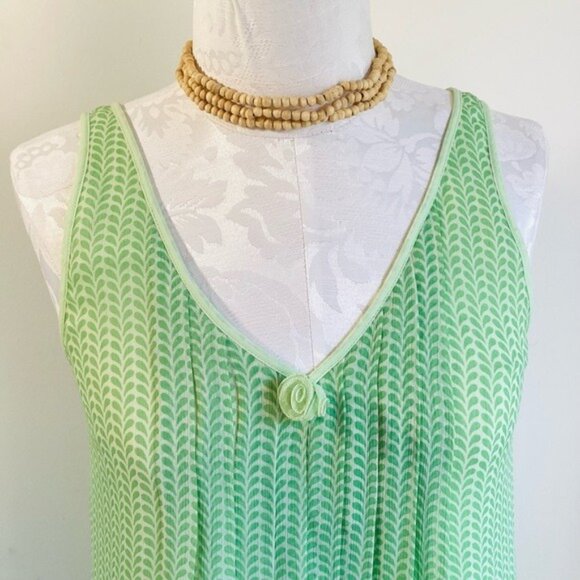 Vintage-Style Lime Green Sleeveless Midi Dress With V-Neck & Rosette Size S - Picture 4 of 9